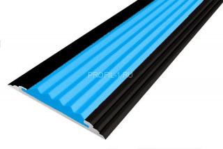 Порог алюминиевый противоскользящий одноуровневый 40 мм АП-40-Анод черный-голубой 1,35 м