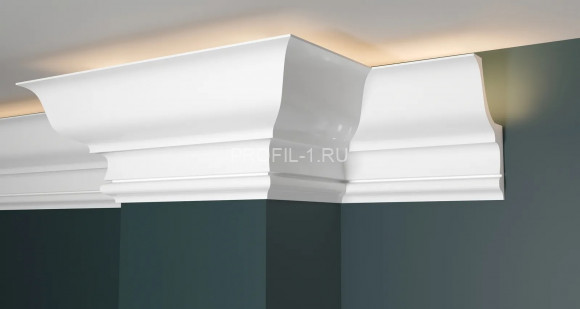 Потолочный плинтус с подсветкой Decor-Dizayn DD509 полистирол белый, под покраску 120х75х2000 мм
