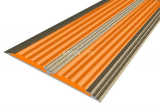 Противоскользящий порог 70 мм алюминий одноуровневый АП-70-Анод шампань-оранжевый 3,0 м
