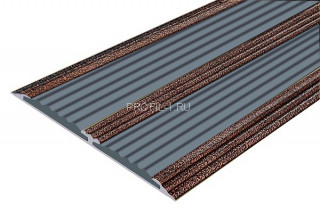 Алюминиевая полоса с 2-мя резиновыми вставками АП-70-Антик медь-серый 2,0 м