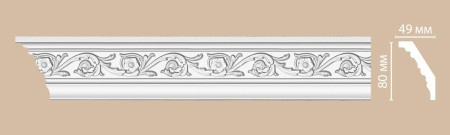 Плинтус потолочный гибкий FLEXIBLE  80х49х2400 мм Decomaster DT 14FL из полиуретана белый под покраску