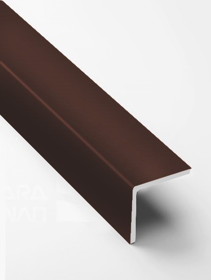 Угол защитный 20х20 мм прямой алюминий PV74-38 темно коричневый Ral 8017 2,7 м