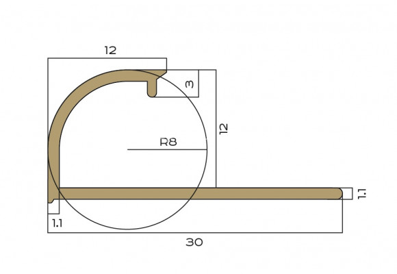 С-профиль 12 мм латунный NEEXY PVL18-01 P полированный 2.7м