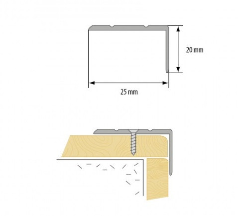 Угол-порог алюминиевый с насечками 25х20 Cezar LSW 25х20 орех золотой 2,7 м