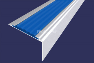 Алюминиевый порог угловой противоскользящий 20х38 мм АУ-38-Анод серебро-синий 1,35 м Алюминиевый порог угловой противоскользящий 20х38 мм АУ-38-Анод серебро-синий 1,35 м