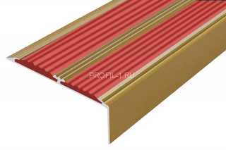 Алюминиевый угол-порог 70х22 с 2-мя резиновыми вставками АУ-70-Антик золото-красный 2,0 м
