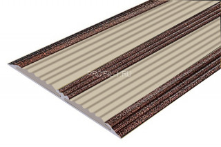 Алюминиевая полоса с 2-мя резиновыми вставками АП-70-Антик медь-бежевый 2,0 м