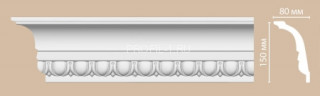 Плинтус потолочный 150х80х2400 мм Decomaster DT 168 из полиуретана белый под покраску Плинтус потолочный 150х80х2400 мм Decomaster DT 168 из полиуретана белый под покраску