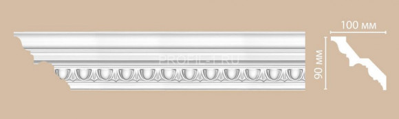 Плинтус DECOMASTER DT-9808 (90x100x2400) потолочный с рисунком полукруглый ряд из полиуретана, белый под покраску
