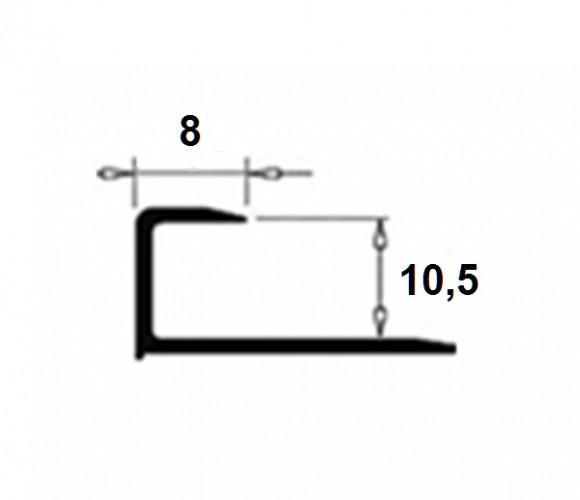 Латунный П-образный профиль окантовочный LU 1008 OS 10,5х8 шлифованный 2,7м
