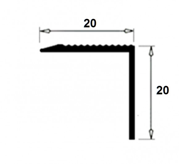 Латунный порог угловой с рифлением AE20 ON 20х20 полированный 2,7м