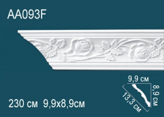 Потолочный плинтус гибкий с рисунком Перфект AA093F полиуретан 89х133х99 мм 230 см