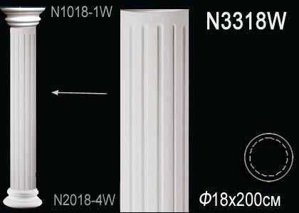 Ствол колонны Перфект N3318W полиуретан 2000х180х180 мм