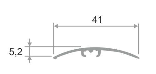 Алюминиевый порог разноуровневый 41 мм ПО-41 серебро матовое 2,7 м