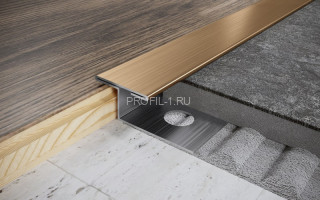Т-профиль из нержавеющей стали закладной 15 мм FTZ 15 GS золото сатинированное 270 см Т-профиль из нержавеющей стали закладной 15 мм FTZ 15 GS золото сатинированное 270 см