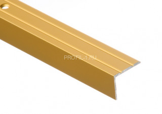 Угол-порог алюминиевый с насечками 25х20 Cezar LSW 25х20 золото матовое 3,0 м
