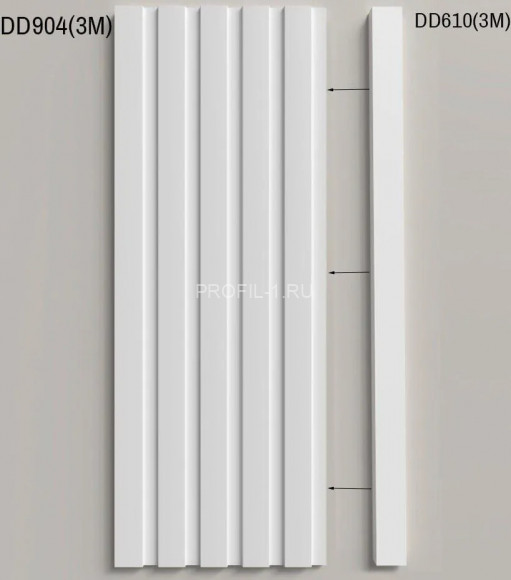 Стеновая декоративная панель 3D Decor-Dizayn DD904 из полистирола белая, под покраску 150х10х2000 мм