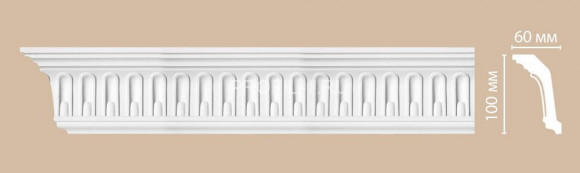 Плинтус DECOMASTER DT-9813 (100x60x2400) потолочный с рисунком растительный орнамент из полиуретана, белый под покраску