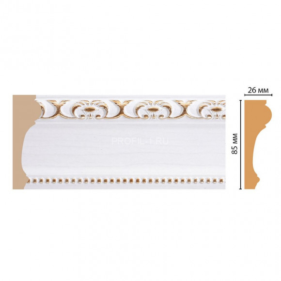Молдинг DECOMASTER 147-118 (84x26x2400) цвет Белый с золотом Молдинг DECOMASTER 147-118 (84x26x2400) цвет Белый с золотом