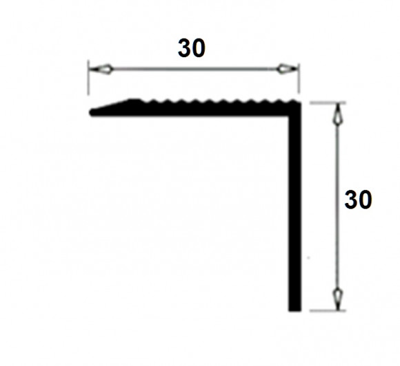 Латунный порог угловой с рифлением AE30 ON 30х30 полированный 2,7м