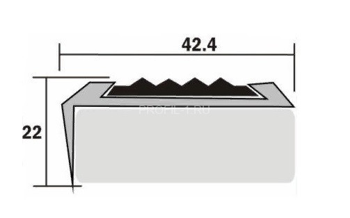 Алюминиевый порог угловой 22х42 мм Д01 КР люкс Алюминий (бежевая резиновая вставка) 2,7 м (упаковка 10 штук)