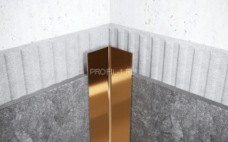 Уголок из нержавеющей стали равнополочный внутренний 10х10 мм FLV 10 GP золото полированное 270 см