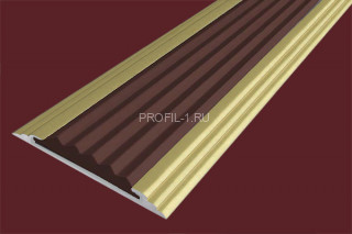 Одноуровневый порог алюминиевый противоскользящий 40 мм АП-40-Анод золото-темно-коричневый 1,35 м