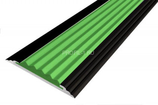 Порог алюминиевый противоскользящий одноуровневый 40 мм АП-40-Анод черный-зеленый 1,35 м