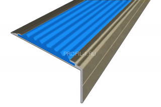 Противоскользящий порог алюминиевый угловой 26х50 мм АУ-50-Анод шампань-синий 3,0 м