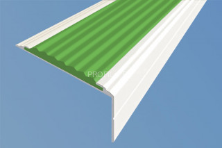 Алюминиевый угловой порог 26х50 мм с резиновой вставкой АУ-50-Анод белый-зеленый 3,0 м