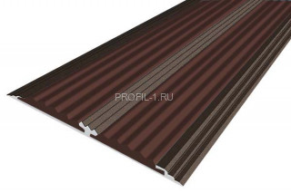 Противоскользящий порог 70 мм алюминий одноуровневый АП-70-Анод коньяк-темно-коричневый 1,0 м