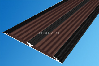 Полоса алюминиевая 70 мм с резиновыми вставками АП-70-Краш черный глянец-темно-коричневый 1,5 м