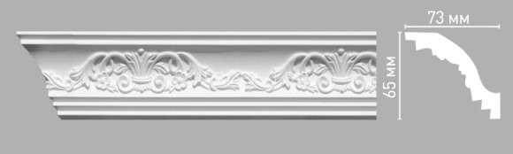 Плинтус потолочный 65х73х2400 мм Decomaster 95019 из полиуретана белый под покраску