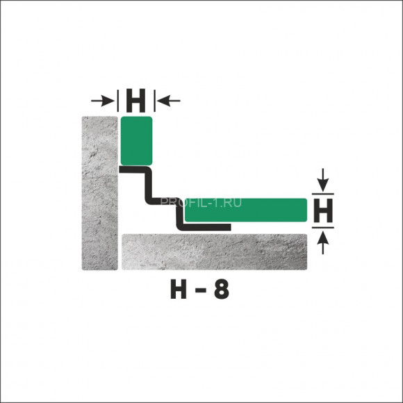 Профиль из нержавеющей стали угловой внутренний закладной лесенкой 8 мм FW 8 S сатинированная сталь 270 см