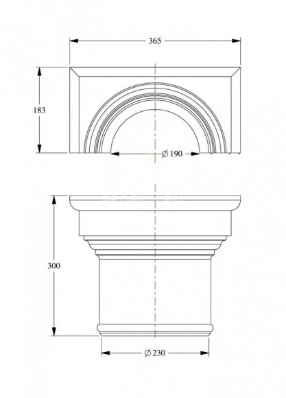 Капитель полуколонны Orac Decor K1111 белая полиуретан 300х183х365 мм