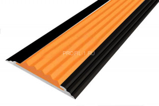 Порог алюминиевый противоскользящий одноуровневый 40 мм АП-40-Анод черный-оранжевый 1,35 м