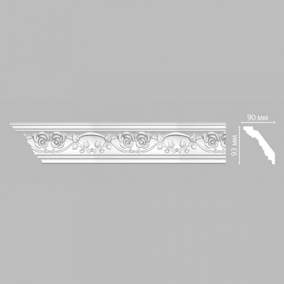 Плинтус DECOMASTER DT-9816 (93x90x2400) потолочный с рисунком вертикальный рельеф из полиуретана, белый под покраску