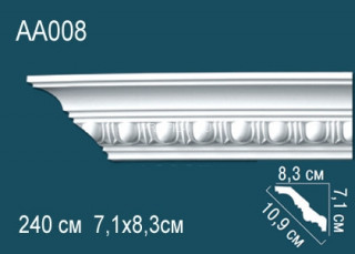 Потолочный плинтус с рисунком Перфект AA008 полиуретан 71х109х83 мм 240 см