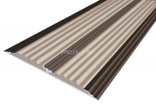 Противоскользящий порог 70 мм алюминий одноуровневый АП-70-Анод коньяк-бежевый 1,0 м