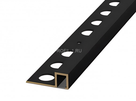 Латунный П-профиль закладной 10х10 мм ЛПО-П10Х10 черный матовый 2.7 м
