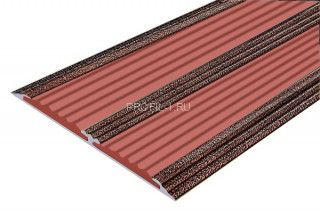 Алюминиевая полоса с 2-мя резиновыми вставками АП-70-Антик медь-красный 2,0 м