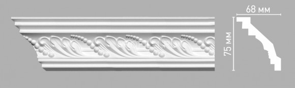 Плинтус потолочный 75х68х2400 мм Decomaster 95021 из полиуретана белый под покраску