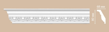 Плинтус потолочный гибкий FLEXIBLE  80х48х2400 мм Decomaster DT 23FL из полиуретана белый под покраску