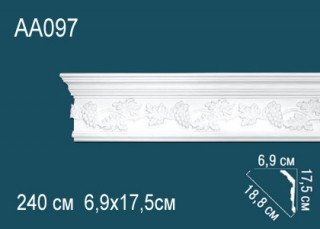 Потолочный плинтус с рисунком Перфект AA097 полиуретан 175х188х69 мм 240 см