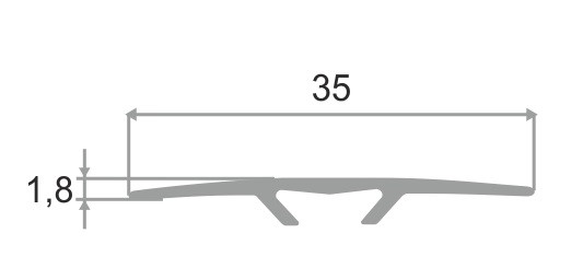 Алюминиевый порог одноуровневый 35 мм ПО-35 серебро матовое 2,7 м