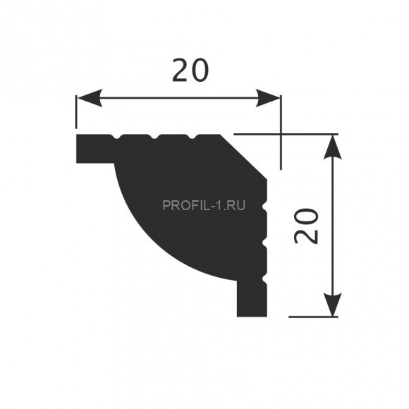 Потолочный плинтус Cosca KX-020 белый полистирол 20х20 мм 2м
