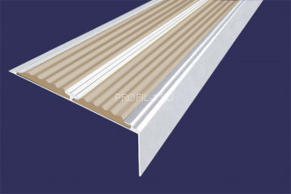 Алюминиевый порог 70х22 мм угловой противоскользящий АУ-70-Анод серебро-желтый 3,0 м