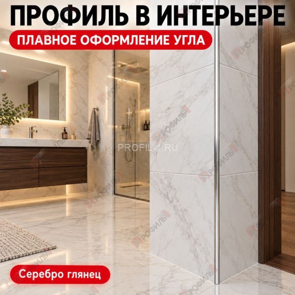 Алюминиевый профиль для внешних углов плитки МПА 10х10 мм двухсторонний серебро глянец 2,7 м Алюминиевый профиль для внешних углов плитки МПА 10х10 мм двухсторонний серебро глянец 2,7 м