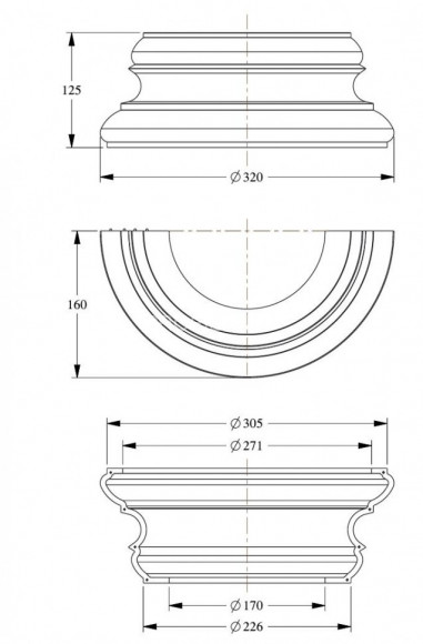 База полуколонны Orac Decor K1151 белая полиуретан 125х160х320 мм