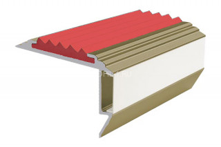 Алюминиевый порог угловой противоскользящий с подсветкой 26х45 мм АУ-45-LED-Анод шампань-красный 2,0 м